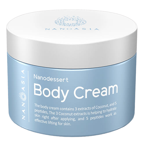 Nanodesert Body Cream that contains 3 extracts of coconut and 5 peptides.