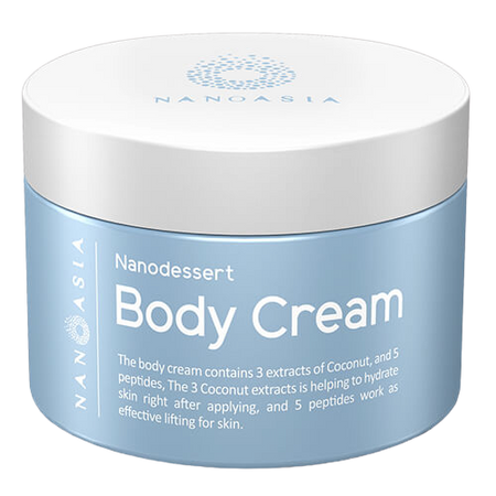Nanodesert Body Cream that contains 3 extracts of coconut and 5 peptides.