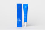 My Che Eye cream blue packaging and tube next to the packaging. 
